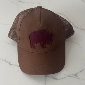 Brown Buffalo Cap with Maroon Buffalo Patch